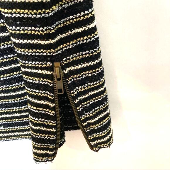 NWT Sanctuary Wms L Black Gold Metallic Stripe Knit Dress Zipper Accents - Picture 8 of 10